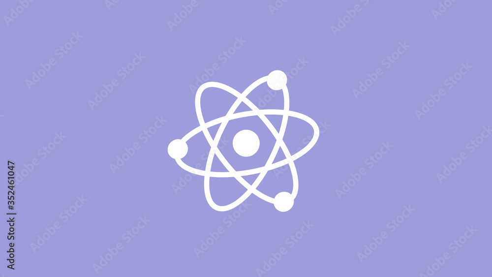 New white atom icon on blue light background,science icon New white atom icon on blue light background,science icon