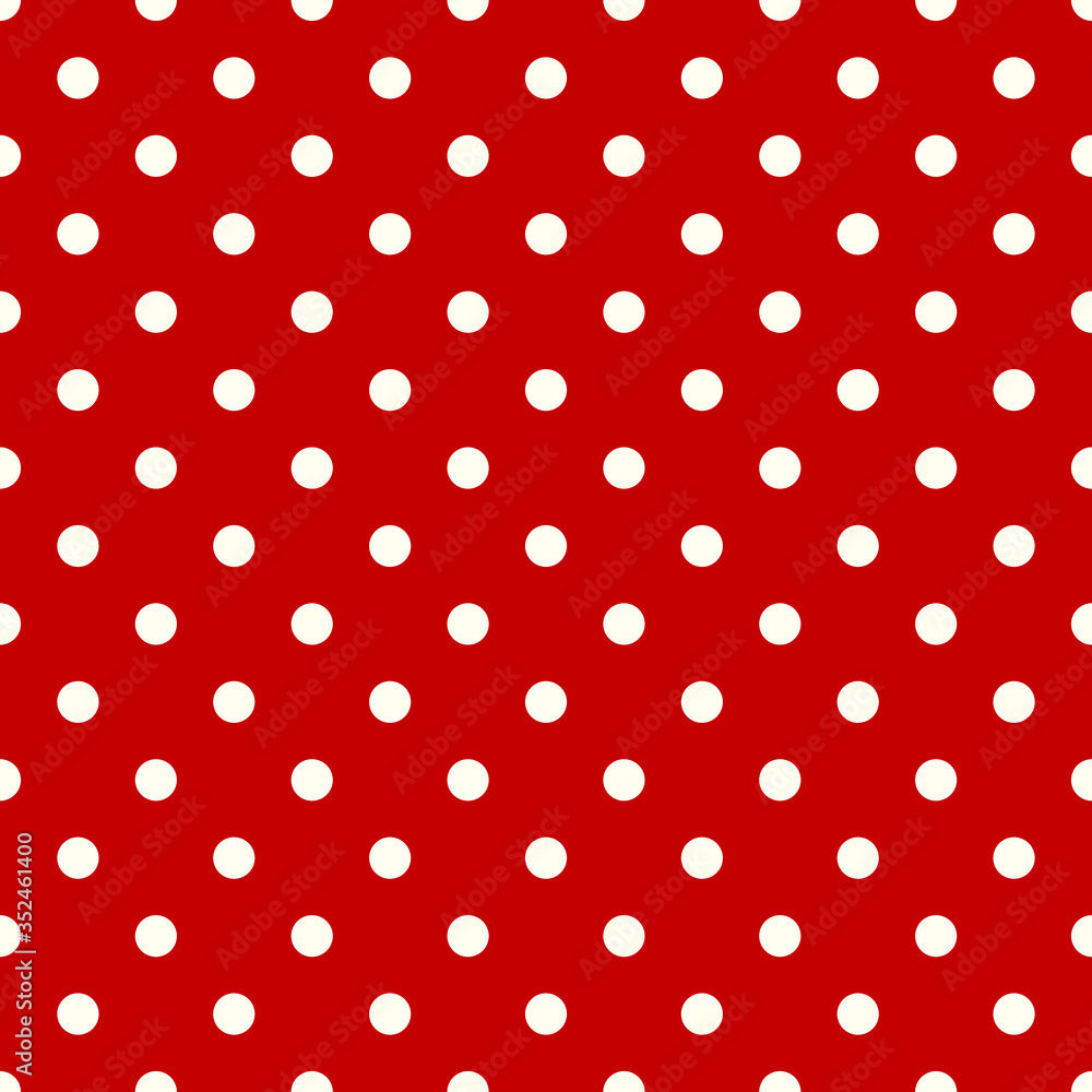 Seamless retro polka dot on red background