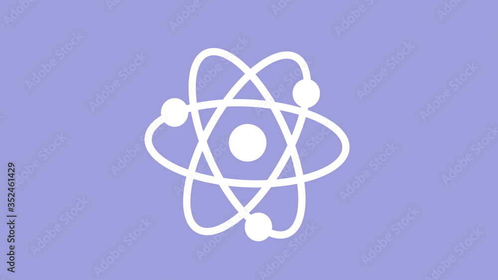 New white atom icon on blue light background,science icon New white atom icon on blue light background,science icon