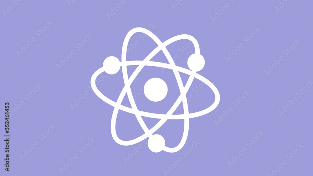 New white atom icon on blue light background,science icon New white atom icon on blue light background,science icon