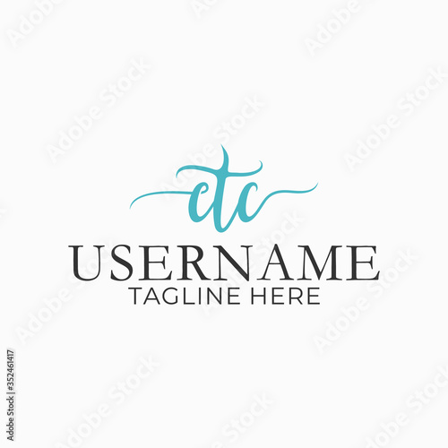 Abstract ctc letter logo design with feminine style.