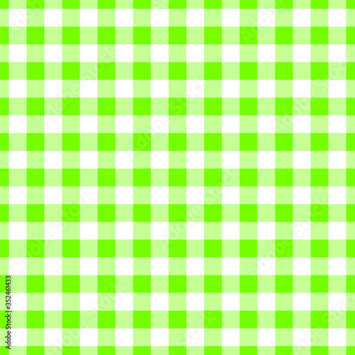 Seamless gingham pattern in green and white color 