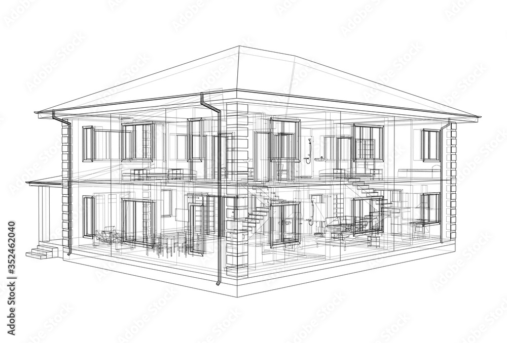 Abstract vector sketch of a house