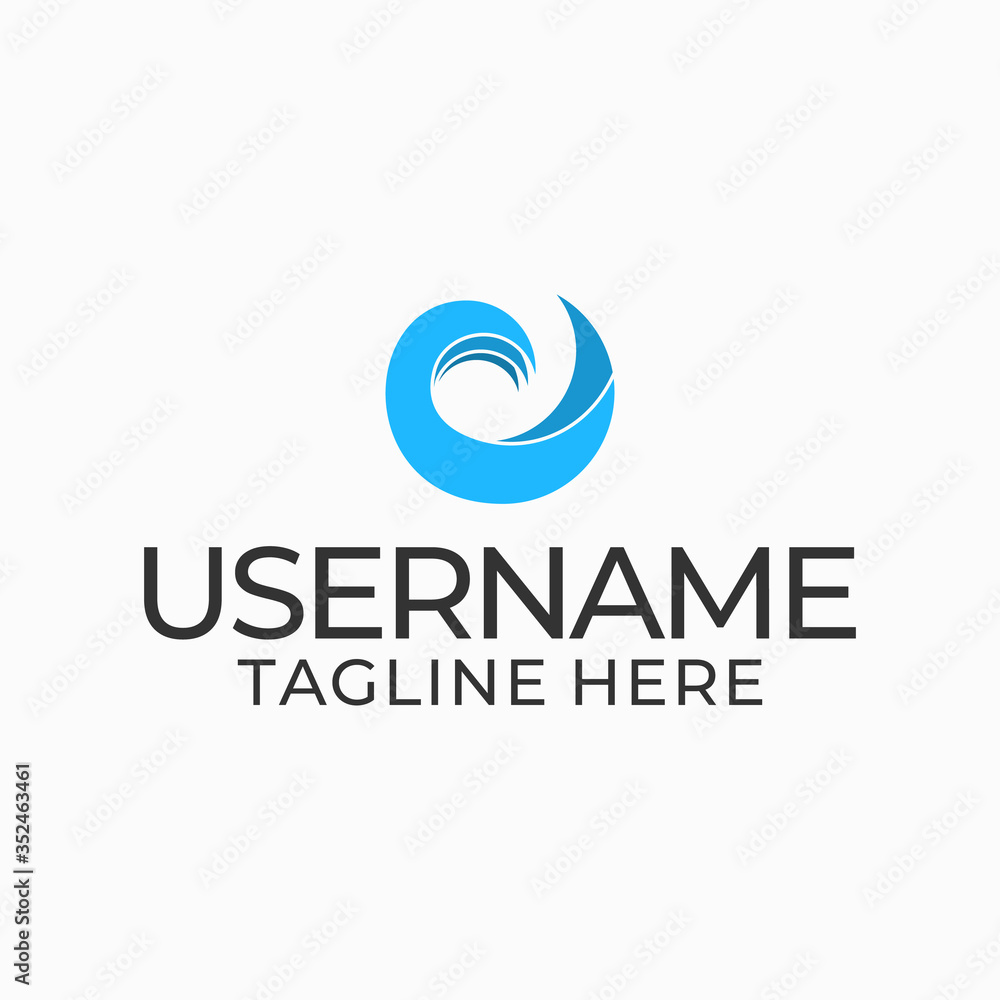 The blue wave illustration logo design on a white background. The blue wave illustration logo design on a white background.