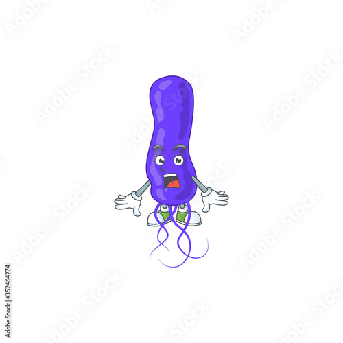 A caricature concept design of blue spirila with a surprised gesture photo