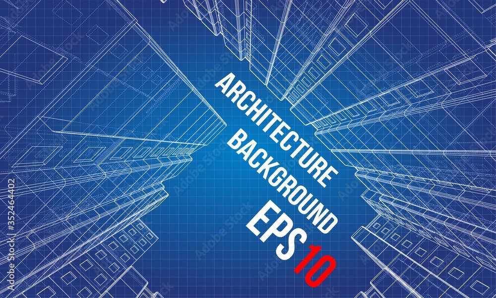 Vector wire-frame model of a multi-storey building Stock Vector | Adobe ...