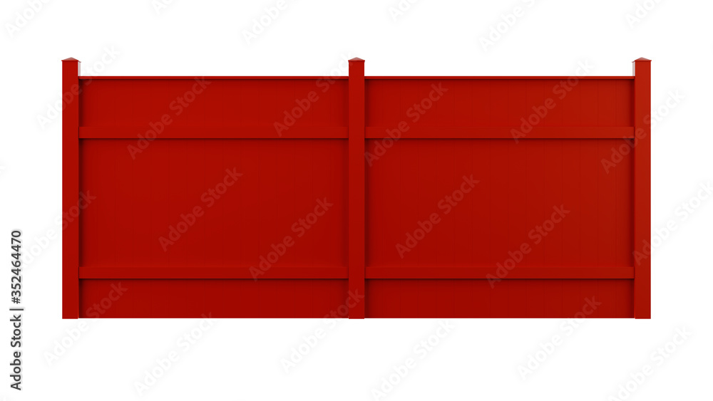 fragment or section of a red modern fence isolated on white background, 3d rendering fragment or section of a red modern fence isolated on white background, 3d rendering