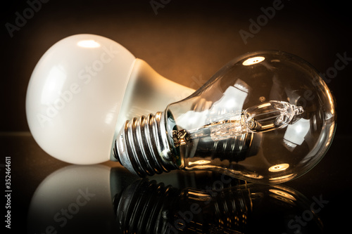 LED and halogen bulb.