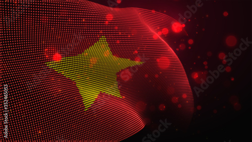 Vector bright glowing country flag of abstract dots. Vietnam