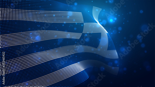 Vector bright glowing country flag of abstract dots. Greece