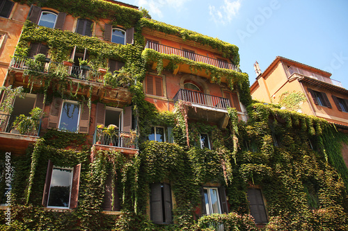 Building covered with green plants