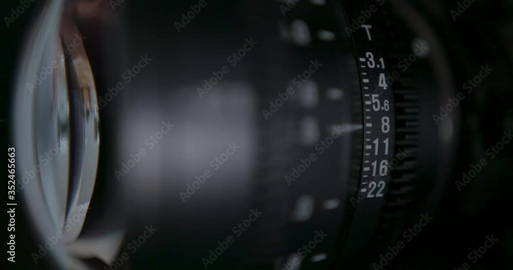 setting the aperture on a cine lens with shallow depth of field
