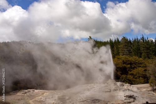 Lady Knox Geyser. He spits every day at 10.15 sometimes to a height of up to twenty meters. North Island of New Zealand