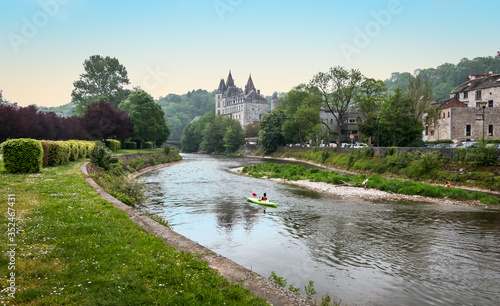 Kayak on Ourthe River in Durbuy, Ardennes, Belgium. photo