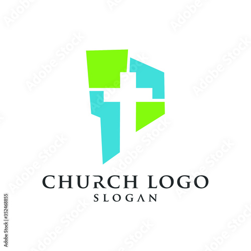 Church logo modern vector graphic template 