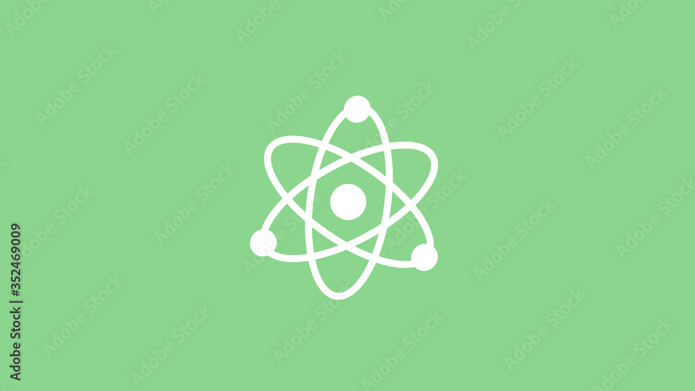 White atom icon on green light background,New atom icons White atom icon on green light background,New atom icons