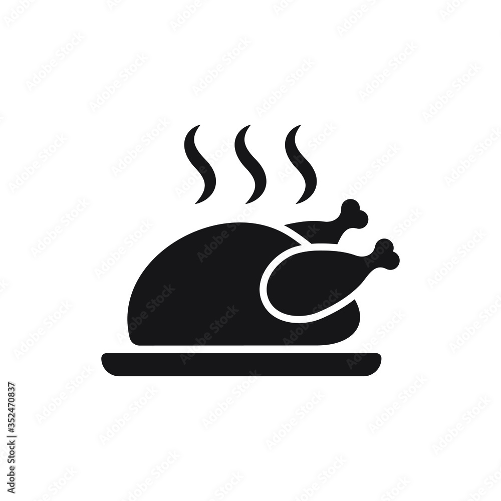 Chicken icon. Chicken dish vector. Chicken on plate vector. Chicken icon. Chicken dish vector. Chicken on plate vector.