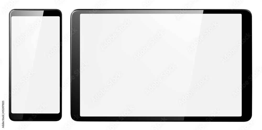 Smartphone and tablet, isolated on white background Smartphone and tablet, isolated on white background