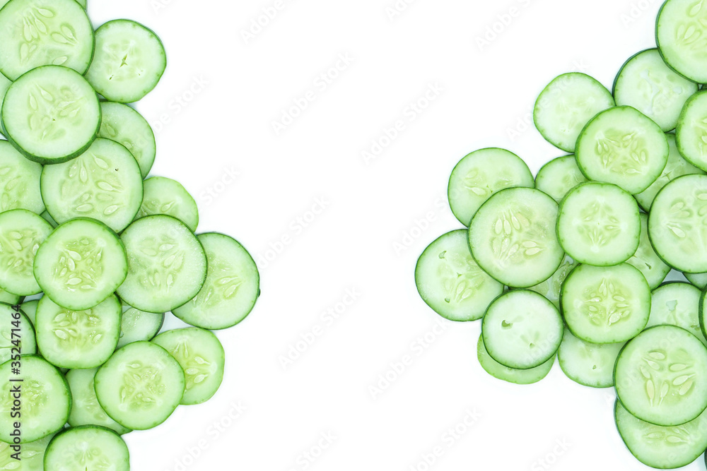 cucumber slice, isolated on a white background cucumber slice, isolated on a white background