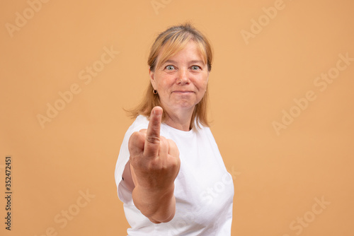 Принти на полотні Portrait of angry impolite rude woman in casual shirt rejecting communication, s