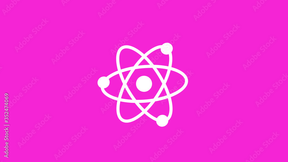 Amazing white atom icon on pink background,New atom icon Amazing white atom icon on pink background,New atom icon