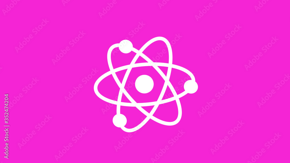 Fototapeta premium Amazing white atom icon on pink background,New atom icon