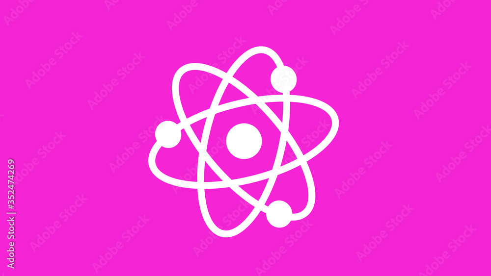 Fototapeta premium Amazing white atom icon on pink background,New atom icon