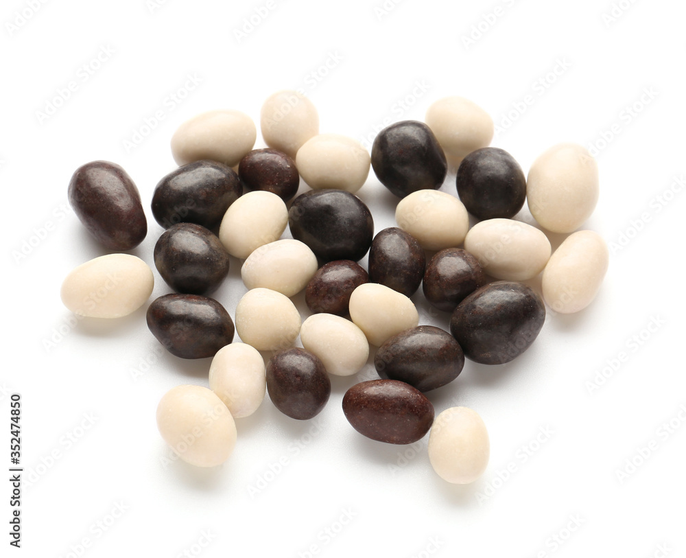 Tasty chocolate nuts on white background Tasty chocolate nuts on white background