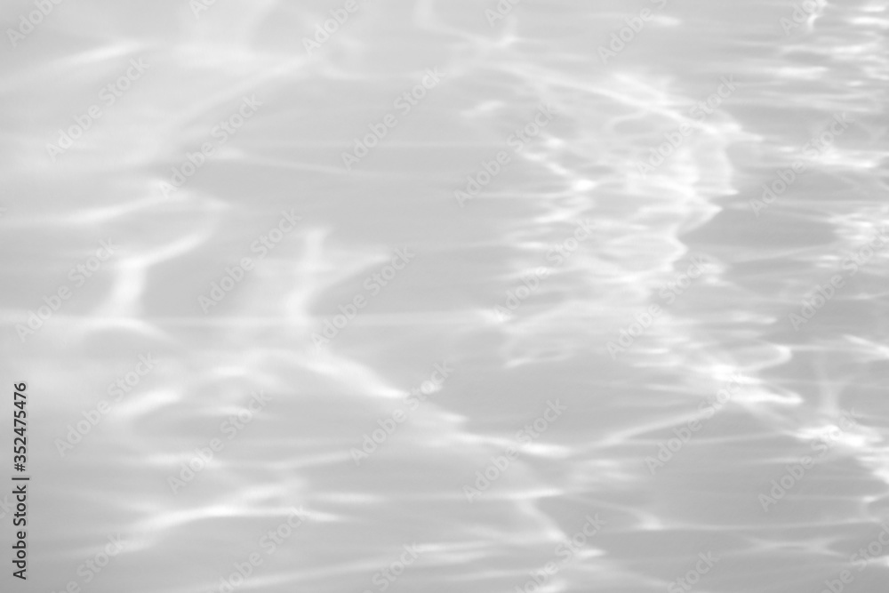 Obraz premium Water texture overlay effect for photo and mockups. Organic drop diagonal shadow and light caustic effect on a white wall. Shadows for natural light effects