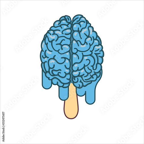 Brain icecream. Psychology concept. T-shirt graphic or logo design.