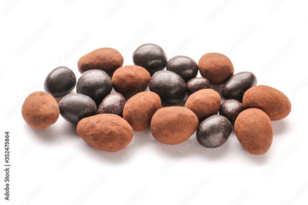 Tasty chocolate nuts on white background Tasty chocolate nuts on white background