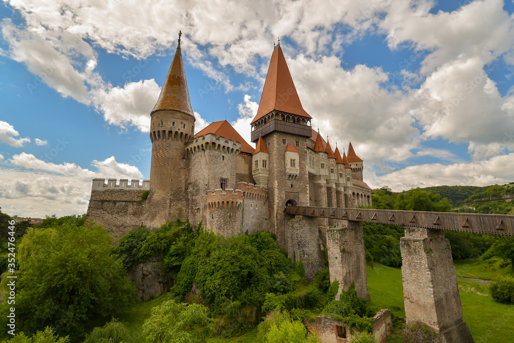 Hunedoara Castle, also known a Corvin Castle or Hunyadi Castle, is a Gothic-Renaissance castle in Hunedoara, Romania. One of the largest castles in Europe.