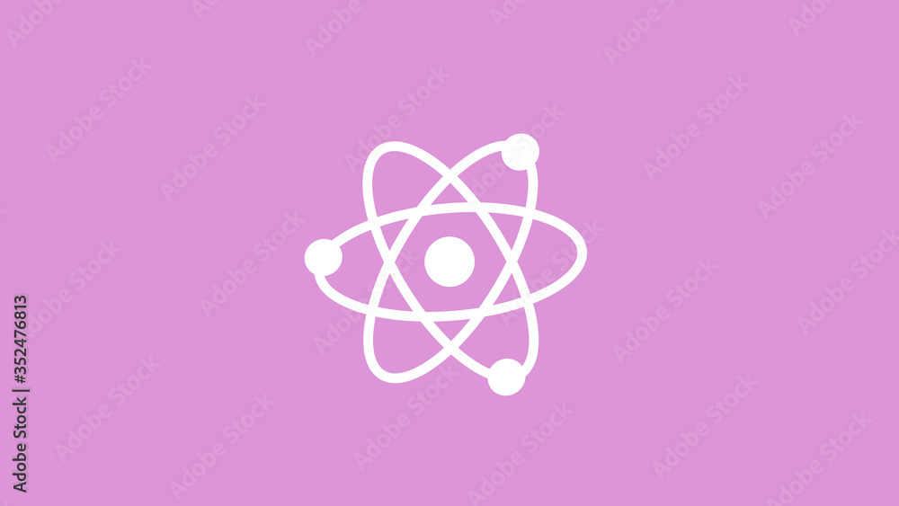 White atom icon on pink light background,best atom icon White atom icon on pink light background,best atom icon
