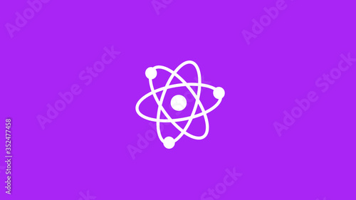 Amazing white atom icon on purple background,New atom © MSH