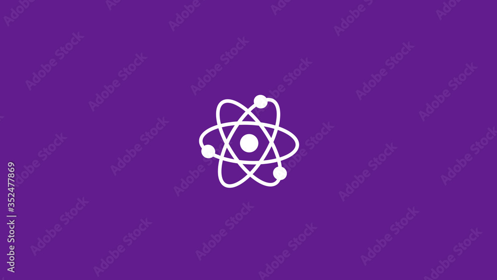 White atom icon on purple dark background,New atom icon,science icon White atom icon on purple dark background,New atom icon,science icon