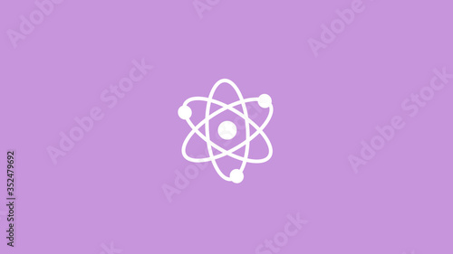New white atom icon on purple light background,Top atom icon © MSH