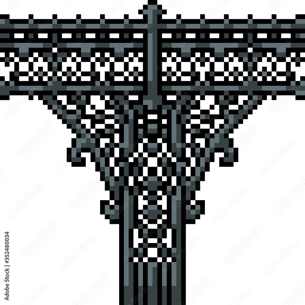 vector pixel art isolated fence bridge