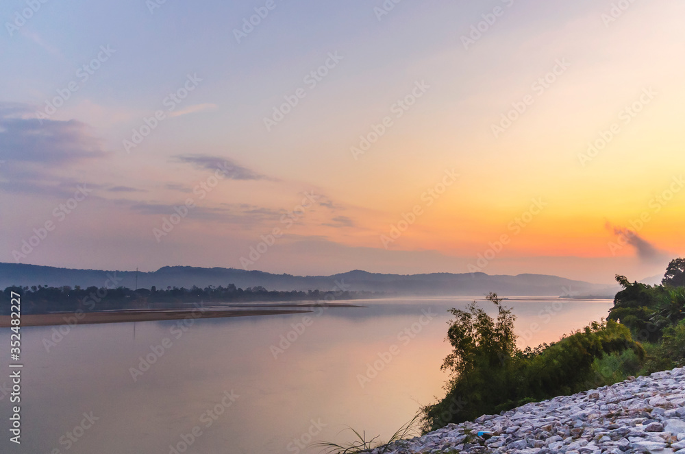 Beautiful view of Mekong River at Sangkhom District, Nong Khai, Thailand