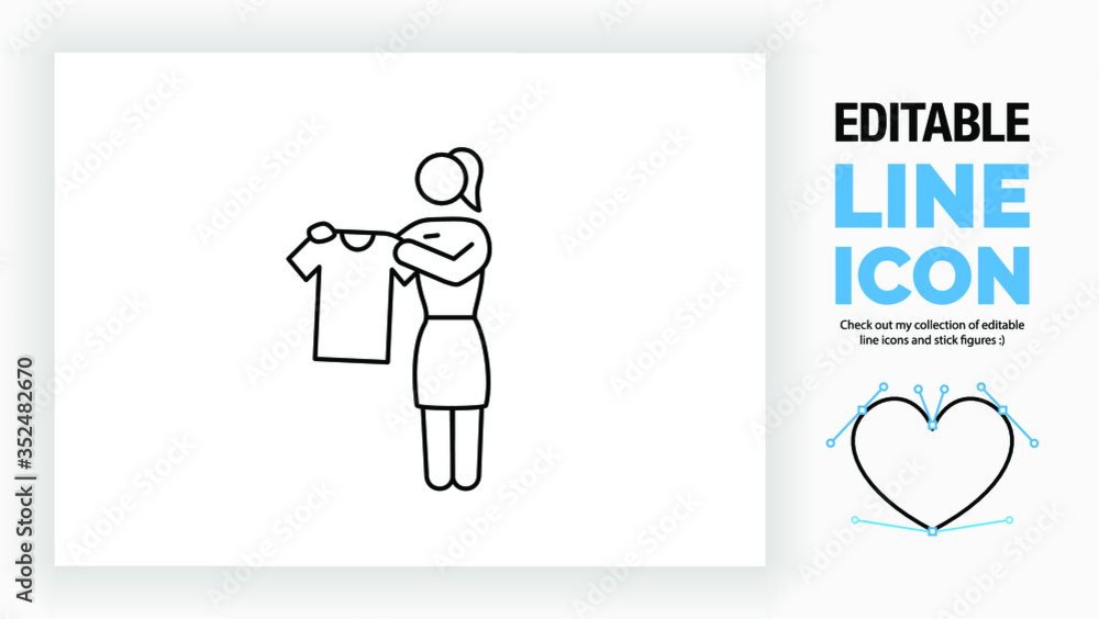 Editable line icon of a stick figure girl working in a clothing store as a retail job, part of a huge collection of stick figures! Editable line icon of a stick figure girl working in a clothing store as a retail job, part of a huge collection of stick figures!