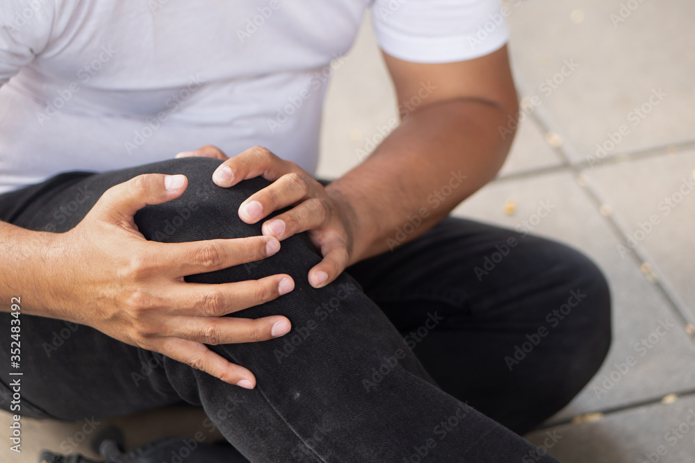old man falling down, senior accident with knee injury old man falling down, senior accident with knee injury