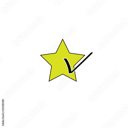 The star and the tick. Positive social assessment. Vector illustration