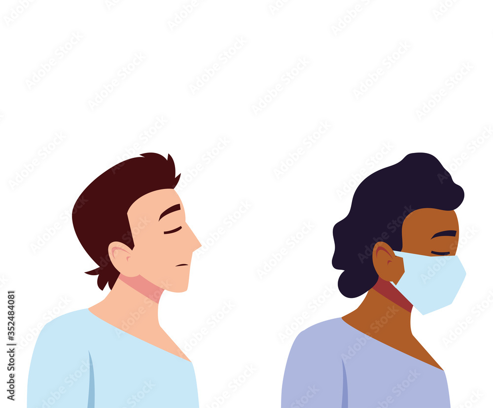 Men feeling sick and with mask vector design Men feeling sick and with mask vector design