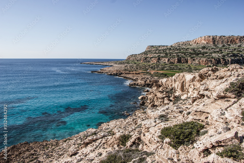 beautiful Mediterranean coast of Ayia Napa in winter