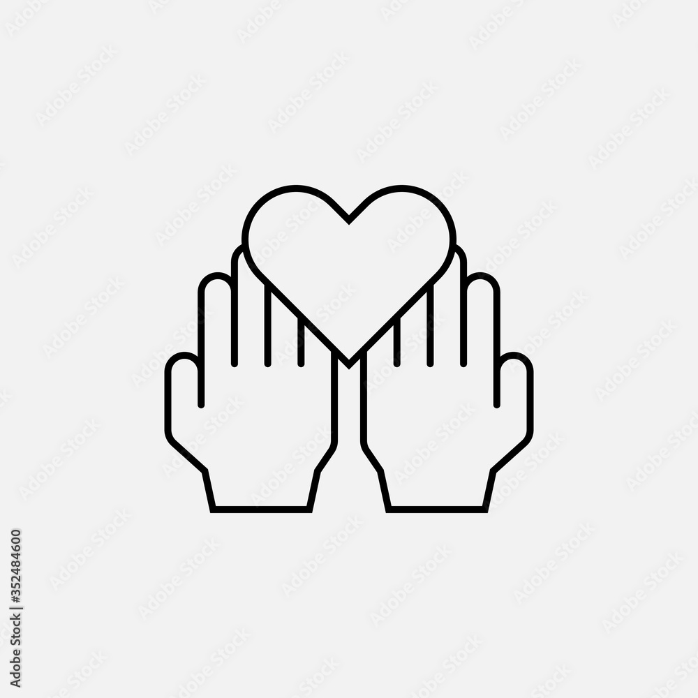 Heart in handst line icon. Volunteer and love, charity symbol. logo. Outline design editable stroke. For yuor design. Stock - Vector illustration. Heart in handst line icon. Volunteer and love, charity symbol. logo. Outline design editable stroke. For yuor design. Stock - Vector illustration.