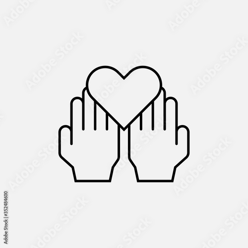 Heart in handst line icon. Volunteer and love, charity symbol. logo. Outline design editable stroke. For yuor design. Stock - Vector illustration.