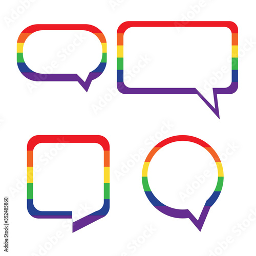 speech bubbles set in LGBT rainbow colors. vector