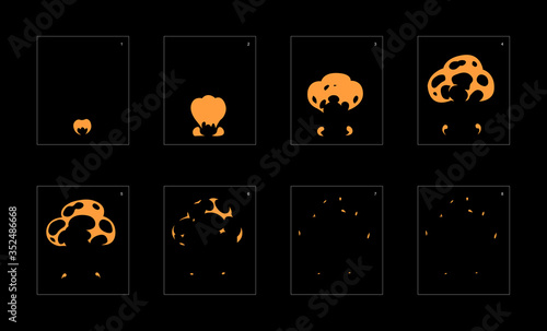 Dust explosion effect. Explosion Animation effect. Animation Sprite sheet for games, cartoon or animation. vector style animation effect 1081.