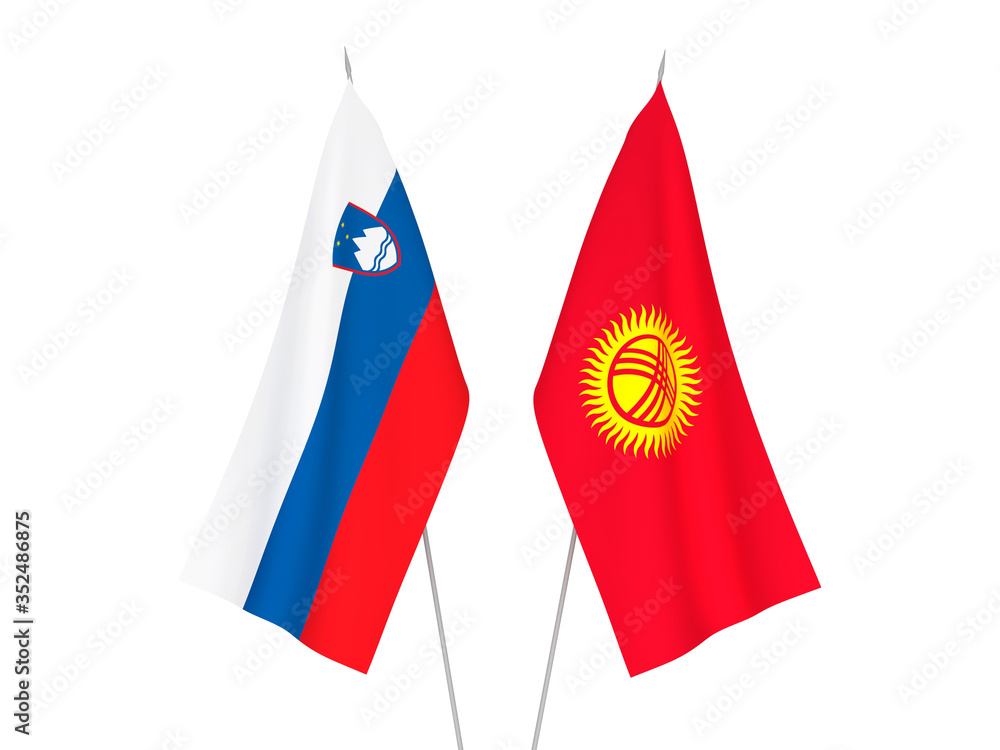 Slovenia and Kyrgyzstan flags Slovenia and Kyrgyzstan flags