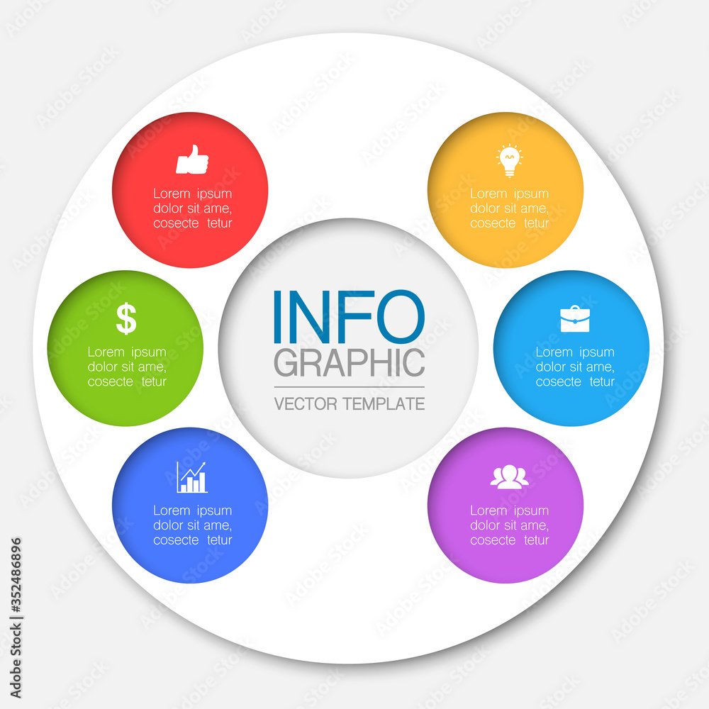 Vector iInfographic template for business, presentations, web design, 6 options. Vector iInfographic template for business, presentations, web design, 6 options.