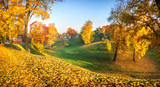 Осенний пейзаж Autumn landscape with colorful golden trees in Tsaritsyno